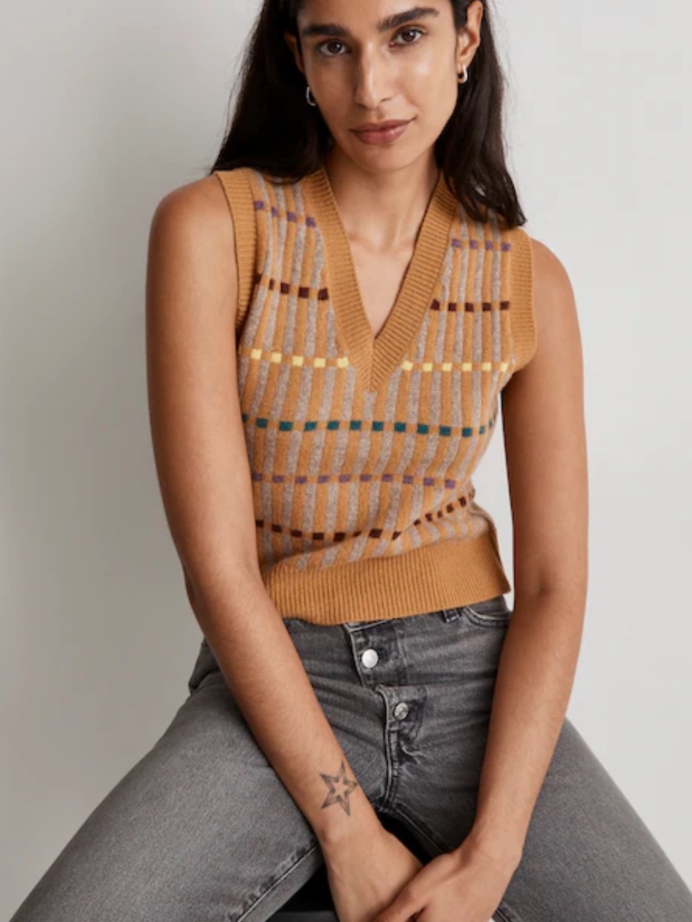 Madewell Women's Jacquard V-Neck Knit Sweater Vest